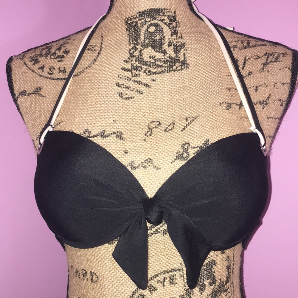 Cute black and white tie push up bathing suit